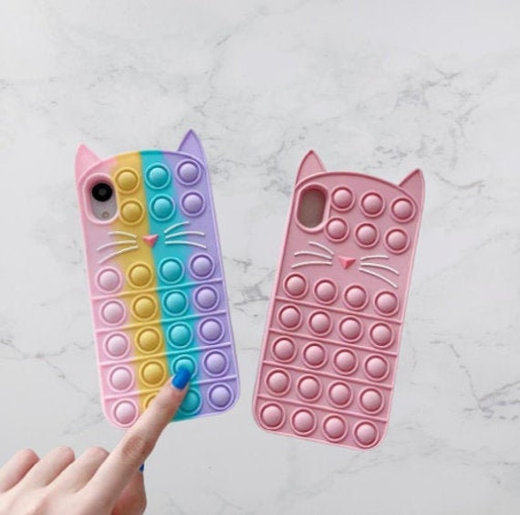 Rainbow Pastel Cat Pop Fidget Toy Soft Silicone Pop iPhone 12 | Etsy