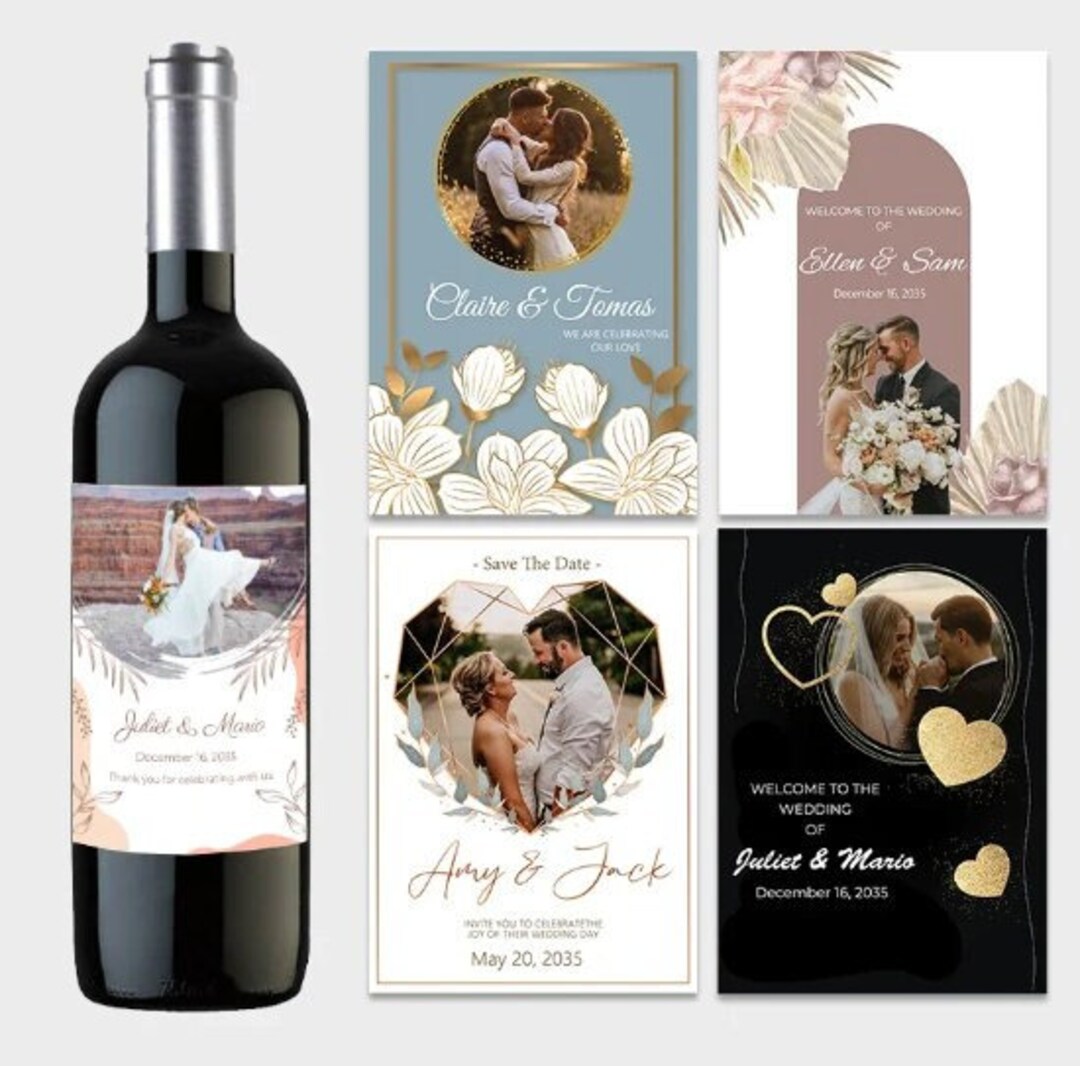 Autocollants Personnalisés Pour Bouteille De Vin - 40 Pièces 9x12,7cm - Pour Mariage, Anniversaire