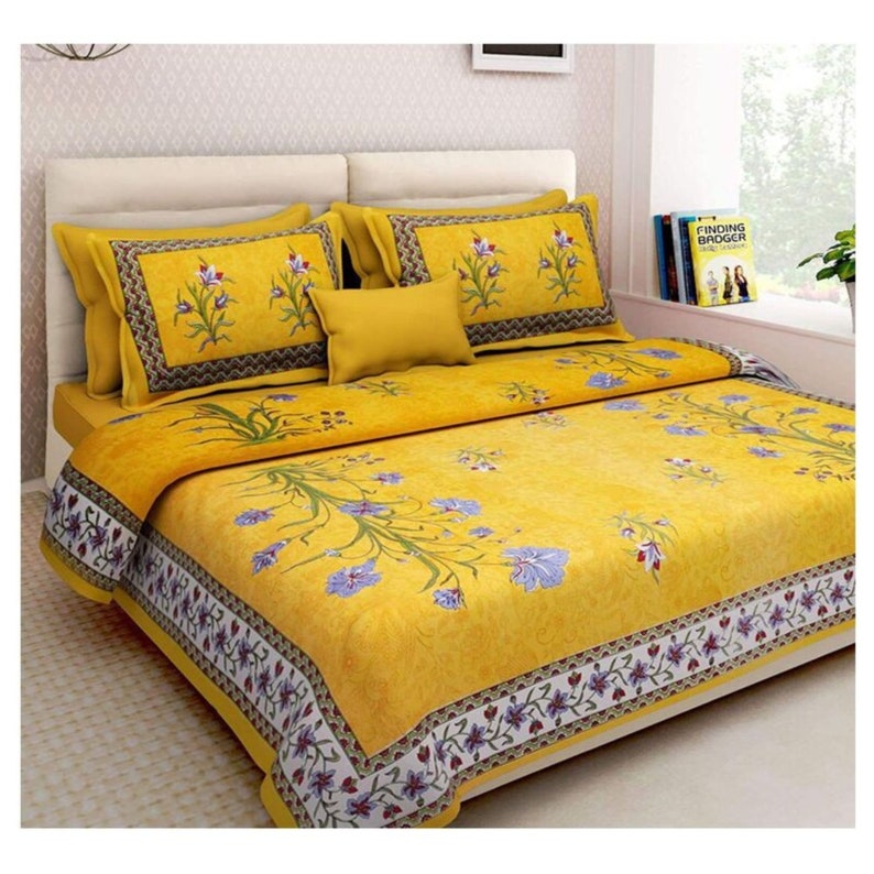 Indian Handmade 100 Cotton Rajasthani Bedsheet Double Bed Set Etsy