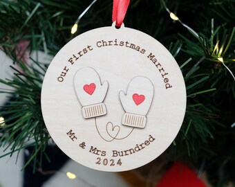 Personalised First Christmas Married Ornament, Custom Married Tree decoration, Newly Weds First Christmas Bauble, Couples Gift Keepsake 2026