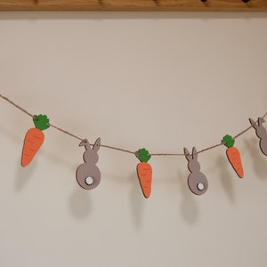Easter Decorations, Easter Bunting, Easter Garland, Bunny and Carrot banner, Party supplies, Easter decor, Re-usable & handmade Easter Gift image 8