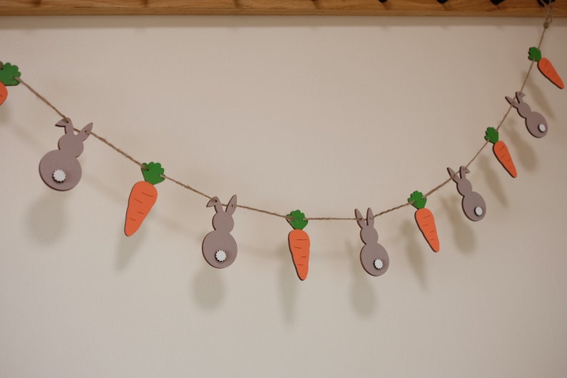Easter Decorations, Easter Bunting, Easter Garland, Bunny and Carrot banner, Party supplies, Easter decor, Re-usable & handmade Easter Gift image 8