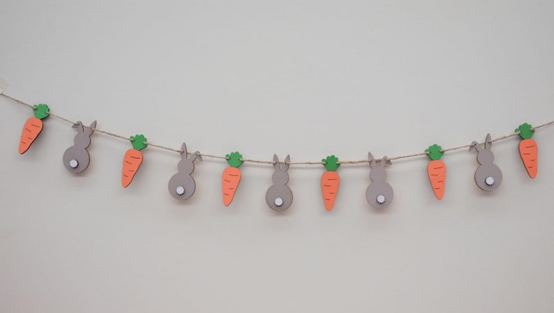 Easter Decorations, Easter Bunting, Easter Garland, Bunny and Carrot banner, Party supplies, Easter decor, Re-usable & handmade Easter Gift image 6