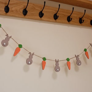 Easter Decorations, Easter Bunting, Easter Garland, Bunny and Carrot banner, Party supplies, Easter decor, Re-usable & handmade Easter Gift image 2
