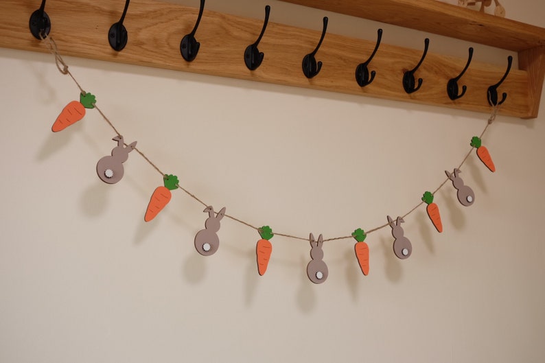 Easter Decorations, Easter Bunting, Easter Garland, Bunny and Carrot banner, Party supplies, Easter decor, Re-usable & handmade Easter Gift image 2