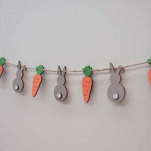 Easter Decorations, Easter Bunting, Easter Garland, Bunny and Carrot banner, Party supplies, Easter decor, Re-usable & handmade Easter Gift image 7