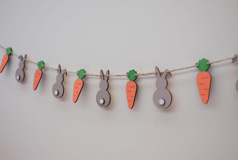 Easter Decorations, Easter Bunting, Easter Garland, Bunny and Carrot banner, Party supplies, Easter decor, Re-usable & handmade Easter Gift image 7