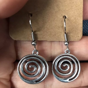 Silver spiral dangle earrings