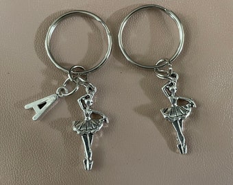 Porte-clés de danse ballerine avec initiale ou sans, cadeau de fin d'année, sacs de fête