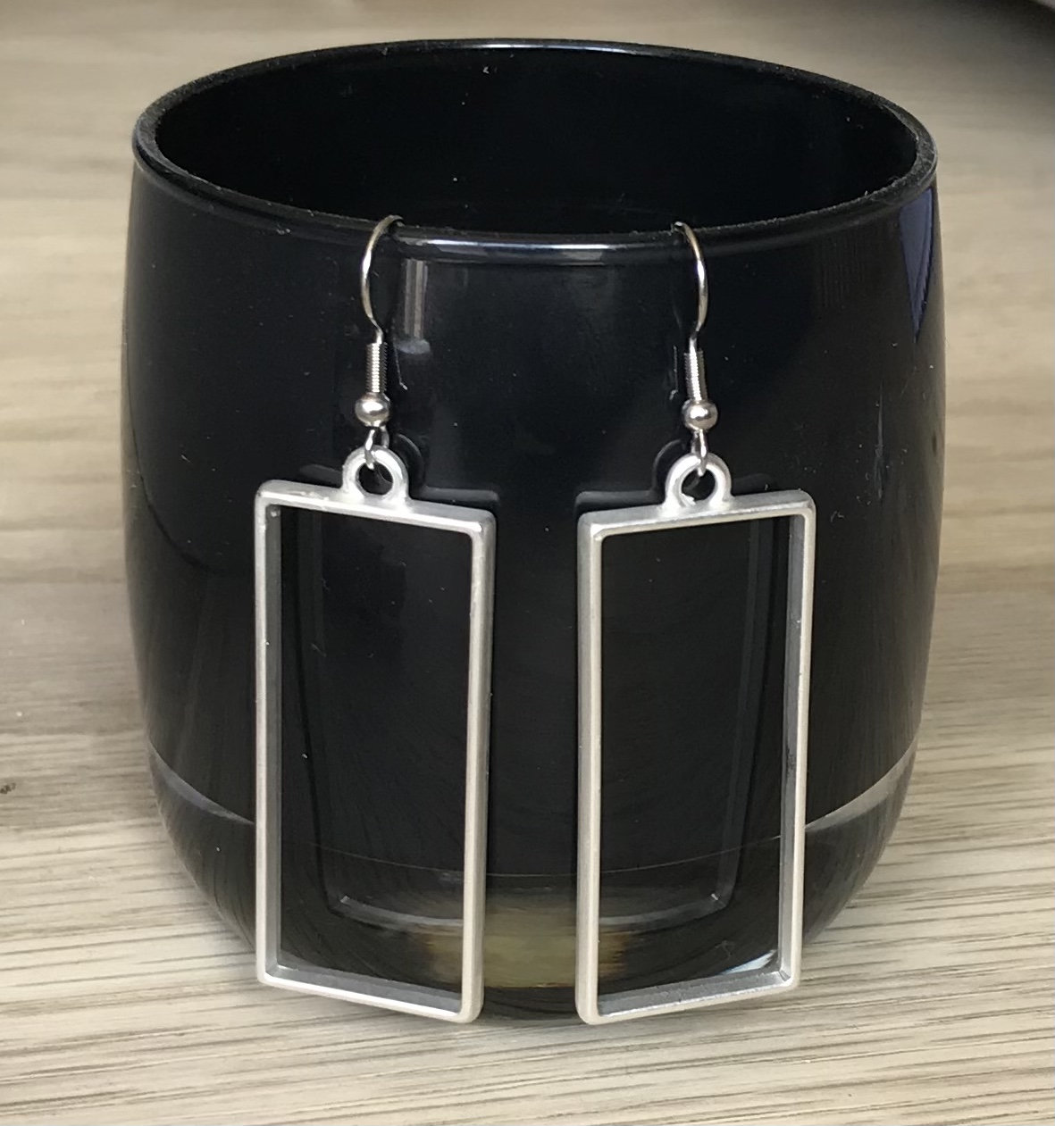 Silver rectangle dangle earrings Etsy