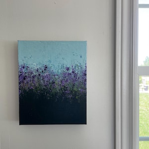 Textured Iris Painting: Palette Knife Acrylic Art, Floral Wall Decor