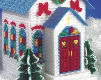 Bucilla Holiday Christmas Chapel Church Bell tissue box cover 61201 Plastic Canvas Needlepoint Kit –INSTANT DOWNLOAD