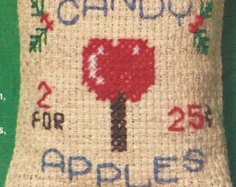 Vintage Stitch n Stuff Counted Cross Stitch Pattern –“candy apples” 1980s INSTANT DOWNLOAD 613