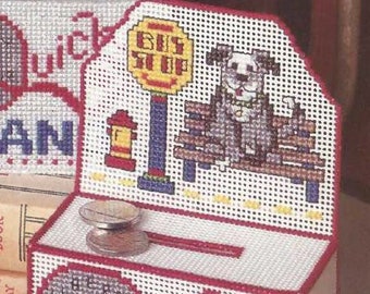Better Homes & Gardens Vintage plastic canvas Cross Stitch Pattern bank milk laundry bus dog Country Crafts Jul/Aug 1992 INSTANT DOWNLOAD