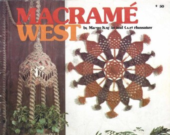 Vintage 12 Patterns - Macrame West Pattern Book Kaplin Hunsaker Instant PDF Digital Download, Owl, Swag Light, Planter, Wall Hanging 1975