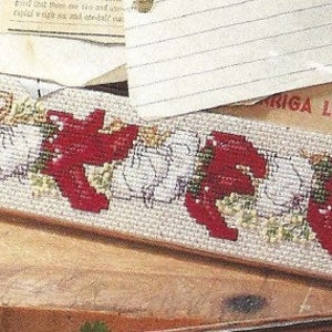 Better Homes & Gardens Country Crafts carrier cookbook cork chili red pepper garlic Counted Cross Stitch Pattern 1992 INSTANT DOWNLOAD