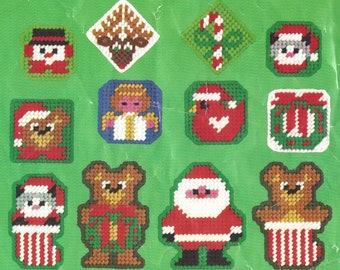 Vintage Studio 12 Plastic Canvas Needlepoint Ornament Santa  Stocking Angel Snowman Candy Cane Set Kit – 2554 INSTANT DOWNLOAD