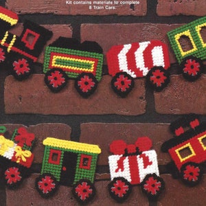 Art. 1974 Train Garland Ornaments Plastic Canvas Needlepoint Set Kit –INSTANT DOWNLOAD Needle Magic Inc. NMI