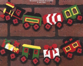 Art. 1974 Train Garland Ornaments Plastic Canvas Needlepoint Set Kit –INSTANT DOWNLOAD Needle Magic Inc. NMI