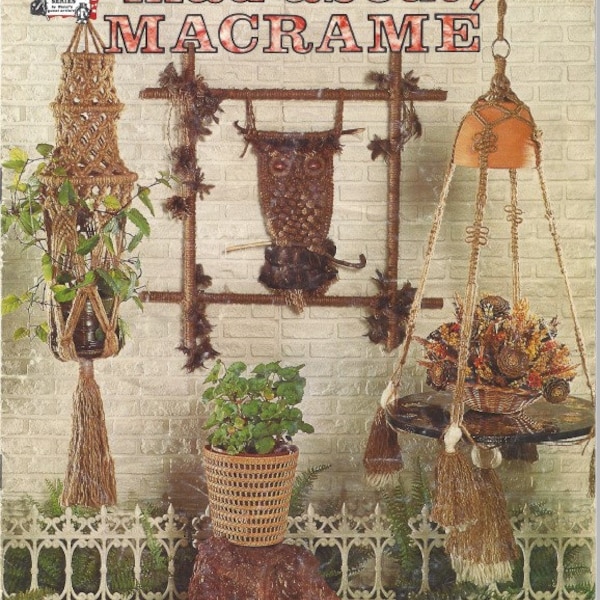 Vintage Mad About Macrame Patterns - Macrame Pattern Book Instant PDF Digital Download, Owls, Necklaces, Earrings, Curtain,  from 1975