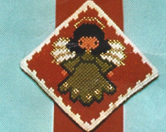 Like Bernat Canvas Needlepoint Christmas Holiday Mid Century poinsettia Tree angel santa ornament INSTANT DOWNLOAD from 1976
