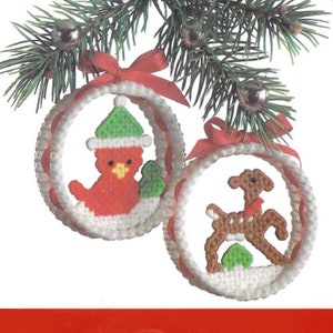 Vintage Canvas Capers Plastic Canvas Needlepoint Deer Bird Ornament Set – 418  INSTANT DOWNLOAD