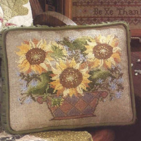 Better Homes & Gardens Vintage Counted Cross Stitch Pattern Sunflower Summer garden thankful Country Crafts Jul/Aug 1992 INSTANT DOWNLOAD