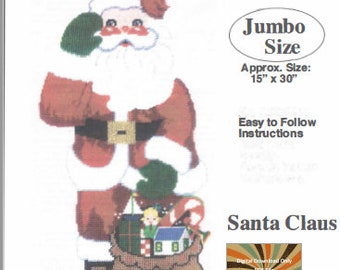 Vintage Outback Enterprises Santa Extra Large Jumbo Plastic Canvas Needlepoint Wall Hanging Kit – 4547 INSTANT DOWNLOAD