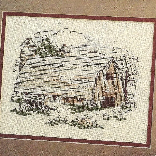 Better Homes and Gardens Country Crafts American Barn Fall Counted Cross Stitch Pattern from 1992 – INSTANT DOWNLOAD