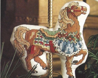 Better Homes and Gardens Country Crafts carousel horses winter Christmas holiday Counted Cross Stitch Pattern from 1992 – INSTANT DOWNLOAD