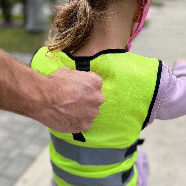 Tyke Children's Safety Harness with Grey Reflective Strips Bike Balance Trainer High Visibility Reflective Vest