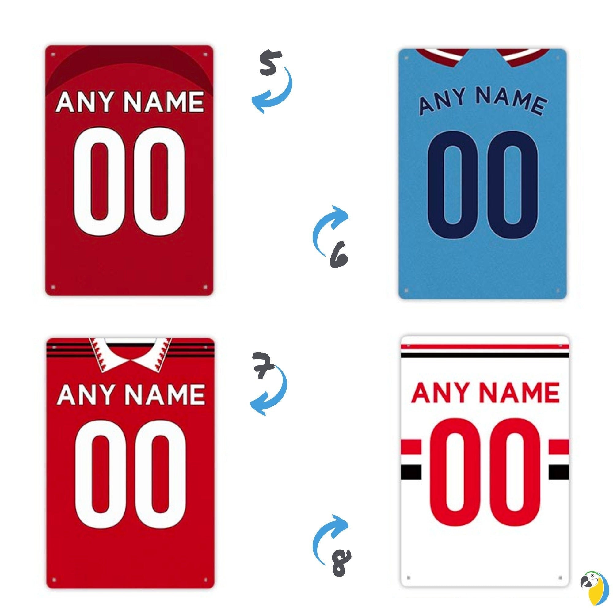 Personalized Football Team Jersey Tin Sign Custom Name & Number Soccer Shirt Sports Fan Gift
