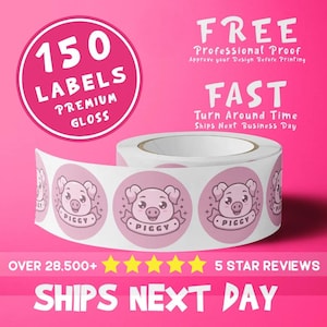 150 x Labels Your Own Design Roll Circle Labels Weatherproof Labels Your Design Logo Ships Next Day FREE Fast Shipping SALE