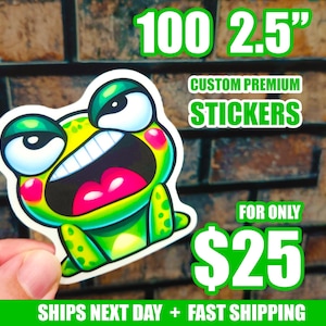 100 2.5&quot; Custom Vinyl Stickers Cut to Any Shape - Bulk Stickers for Companies, Creators, and Sticker Lovers hips Next Business Day!