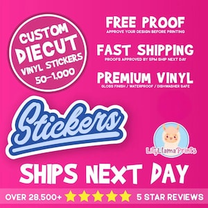Custom Vinyl Stickers Cut any Shape.  Custom Bulk Stickers Perfect for Companies, Creators, and Sticker Lovers