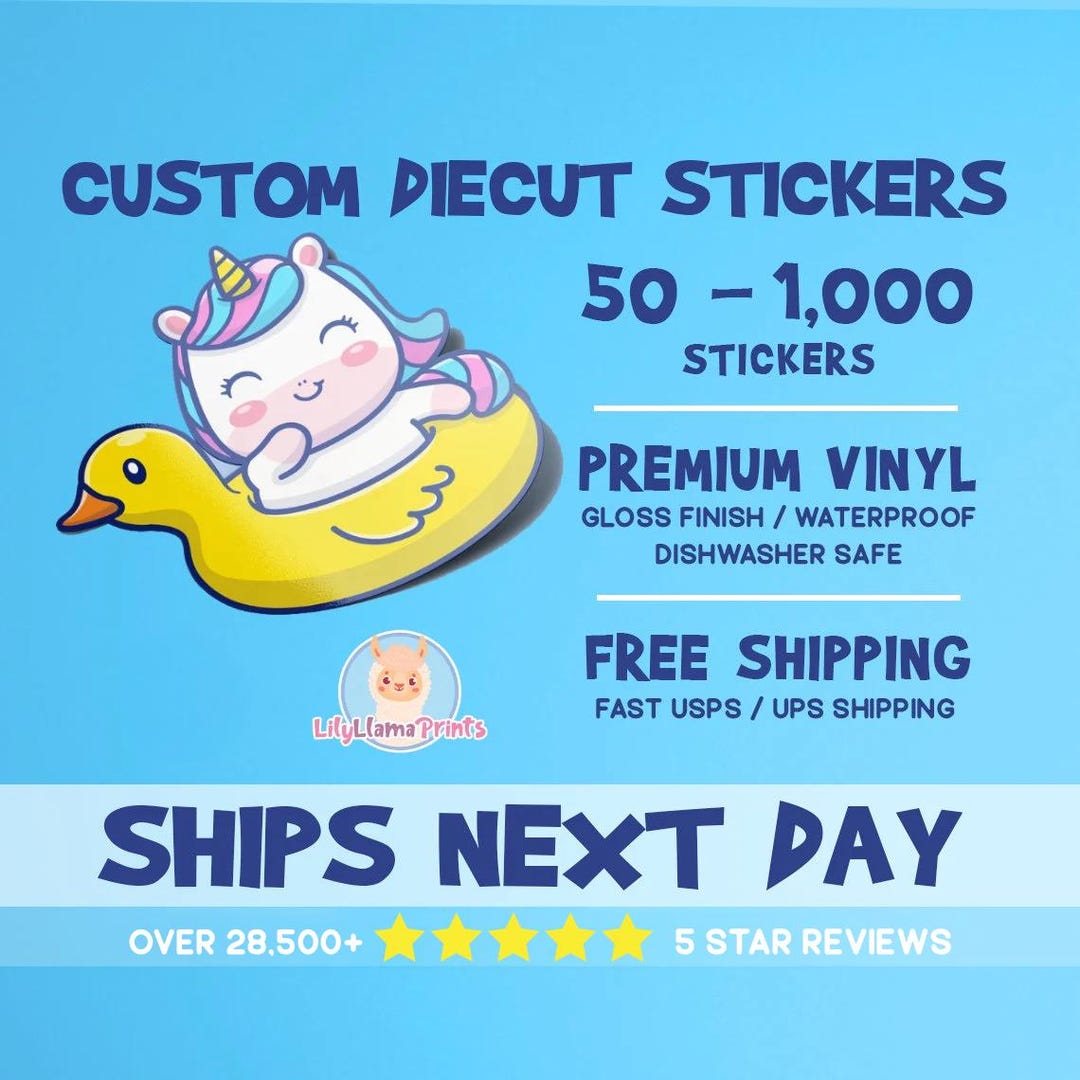 Custom Die Cut Vinyl Stickers, Waterproof, Ships Next Day - Etsy