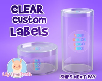 150 Clear 2" Labels on Sheet - Weatherproof -  FREE FAST SHIPPING - Your Design Logo - Ships Next Day