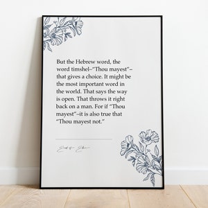 John Steinbeck "Timshel" East of Eden, Book Quotes, Wall Art Decor, Gifts for homes, Minimalistic Prints for framing