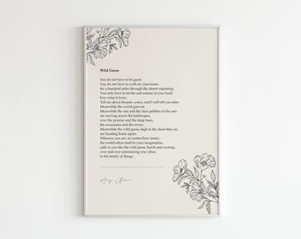 Mary Oliver, Wild Geese "You do not have to be good. You do not have to walk on your knees..", Mini Print, Inspirational Home Decor