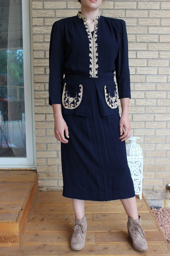 Vintage navy blue 1940s C.H.D Robbins original dre