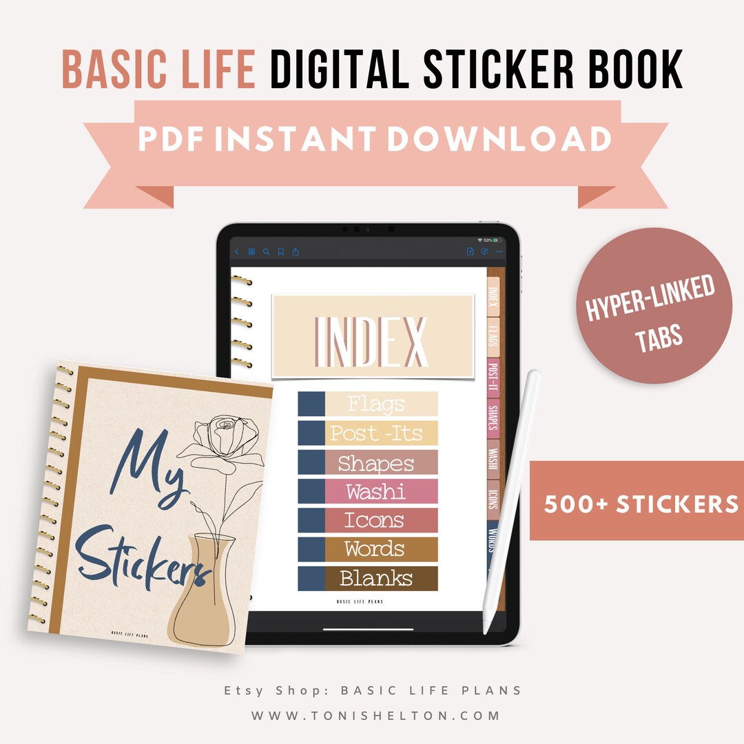 DIGITAL STICKER BOOK, Goodnotes Stickers, Pdf Sticker Book - Etsy