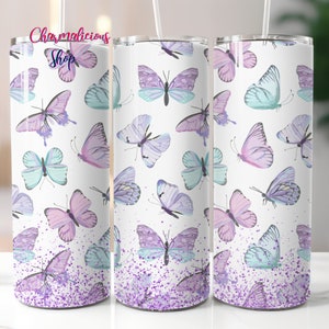 Farfalla blu viola, sublimazione, sublimazione, pronto per la stampa, trasferimento di stampa, 20 oz, trasferimento tumbler magro, NON DIGITALE
