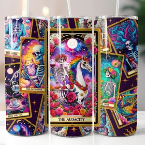 Cartas del Tarot, Divertidas, Esqueleto, Celestial, Sublimación, Listas para imprimir, Transferencia impresa, 20 oz, Transferencia de vaso delgado, NO DIGITAL