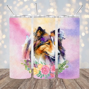 Collie ruvido, Sublimazione, Pronto per la stampa, Trasferimento di stampa, 20 oz, Trasferimento Tumbler Magro, NON DIGITALE