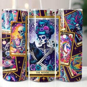 Cartas del tarot, Divertido, Esqueleto, Celestial, Sublimación, Listo para imprimir, Transferencia para impresión, 20 oz, Transferencia para vaso delgado, NO DIGITAL