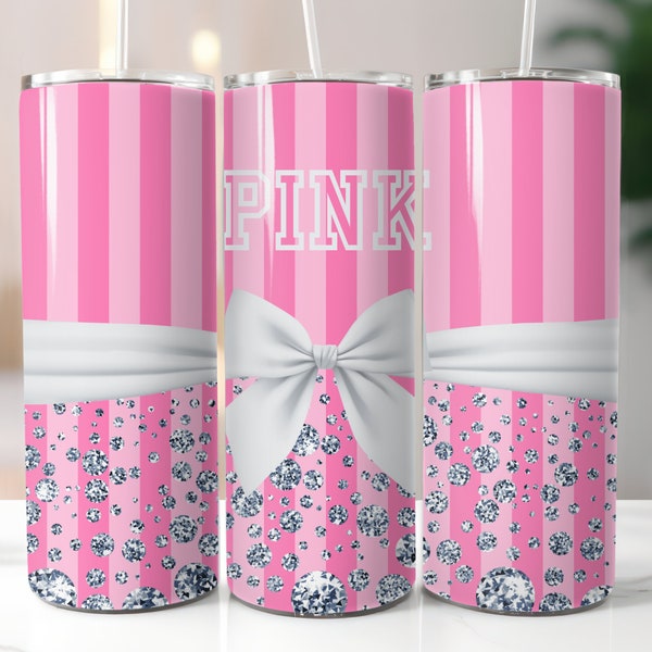Bling Glam, Pink, Diamonds, Sublimation, Ready To Press, Print Out Transfer, 20 oz, Skinny Tumbler Transfer, NOT A DIGITAL