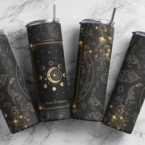 Cartas del Tarot de la Rueda de la Fortuna, Celestial, Sublimación, Listo para imprimir, Transferencia impresa, 20 oz, Transferencia de vaso delgado, NO DIGITAL