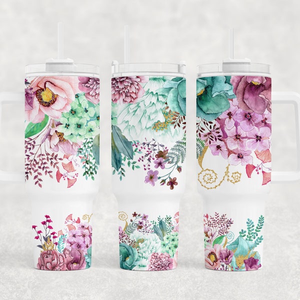 Floral Tumbler, Sublimation, Ready To Press, Print Out Transfer, 40 oz, Skinny Tumbler Transfer, NOT A DIGITAL