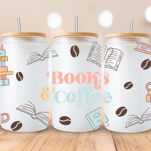 Bücher und Kaffee, Sublimation, Druckbereit, Transferdruck, 16 oz. Libbey, KEIN DIGITAL