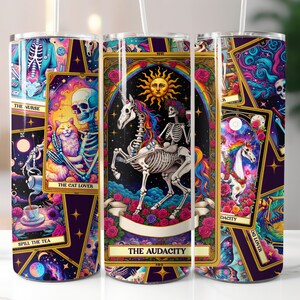 Cartas del tarot, Divertido, Esqueleto, Celestial, Sublimación, Listo para imprimir, Transferencia para impresión, 20 oz, Transferencia para vaso delgado, NO DIGITAL